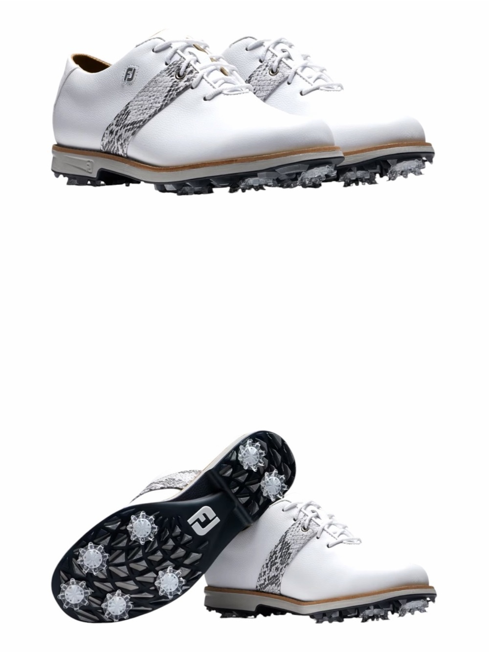 NWOT FootJoy DryJoys Premiere White Leather Snake Print Golf Shoes Women's 7
